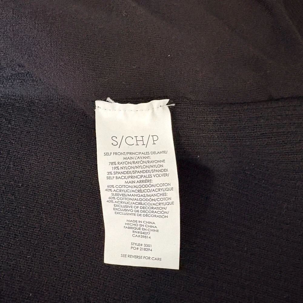 Cabi 3351 Tailor Ponte Knit Full Zip Coat in Black with faux leather trim Sz S
